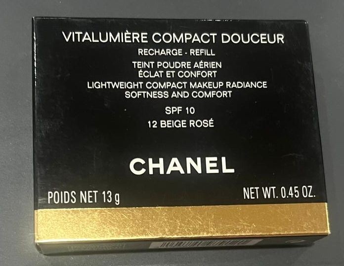 Chanel Vitalumiere Compact Douceur Recharge / Refil ~ 12 Beige Rose, NIB