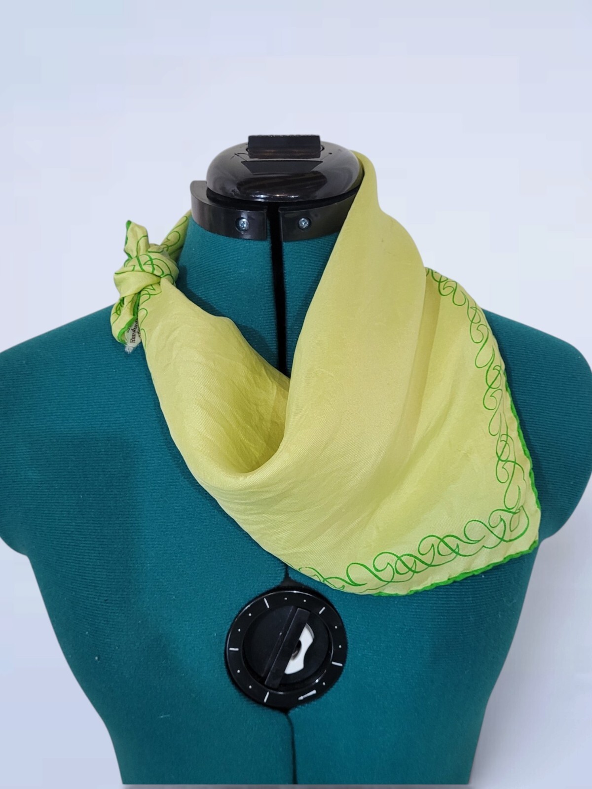 Vintage 60s Hudson\'s Bay Annette Paris Silk Scarf Green Italy Square