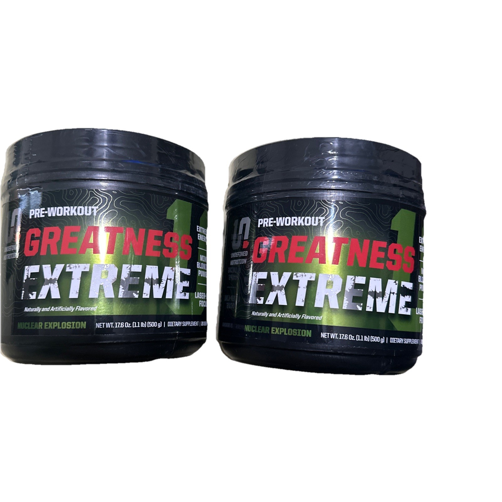 2 Pack UNDEFINED NUTRITION PRE WORKOUT GREATNESS EXTREME 17.6oz Exp:11/2027