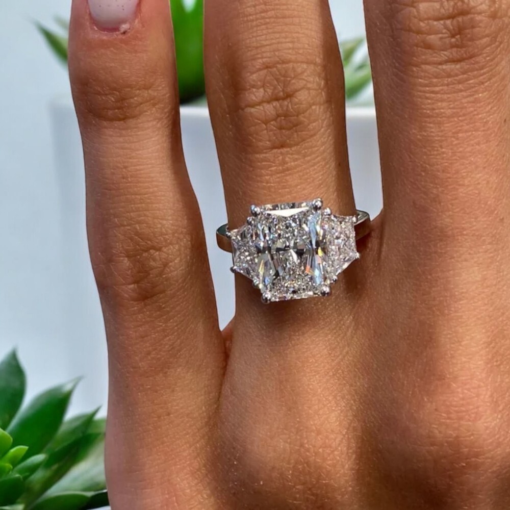 3Ct Radiant Cut Lab Created Diamond Engagement Wedding 14K White Gold FN Ring