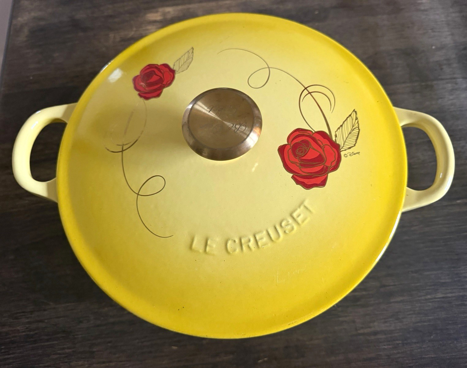Soleil Le Creuset RARE Limited Edition Yellow Enamel Cast Iron Pot w/Lid 2.75 qt