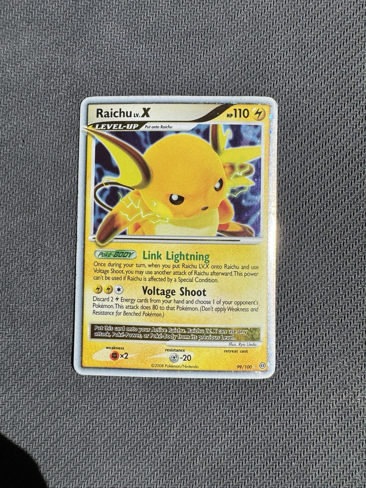Pokemon TCG Raichu LV.X Holo Ultra Rare 99/100 Stormfront 110 HP English 2008