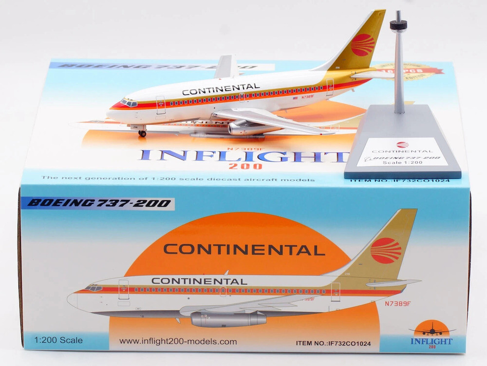 Inflight IF732CO1024 Continental Airlines 737-200 N7389F Diecast 1/200 Jet Model