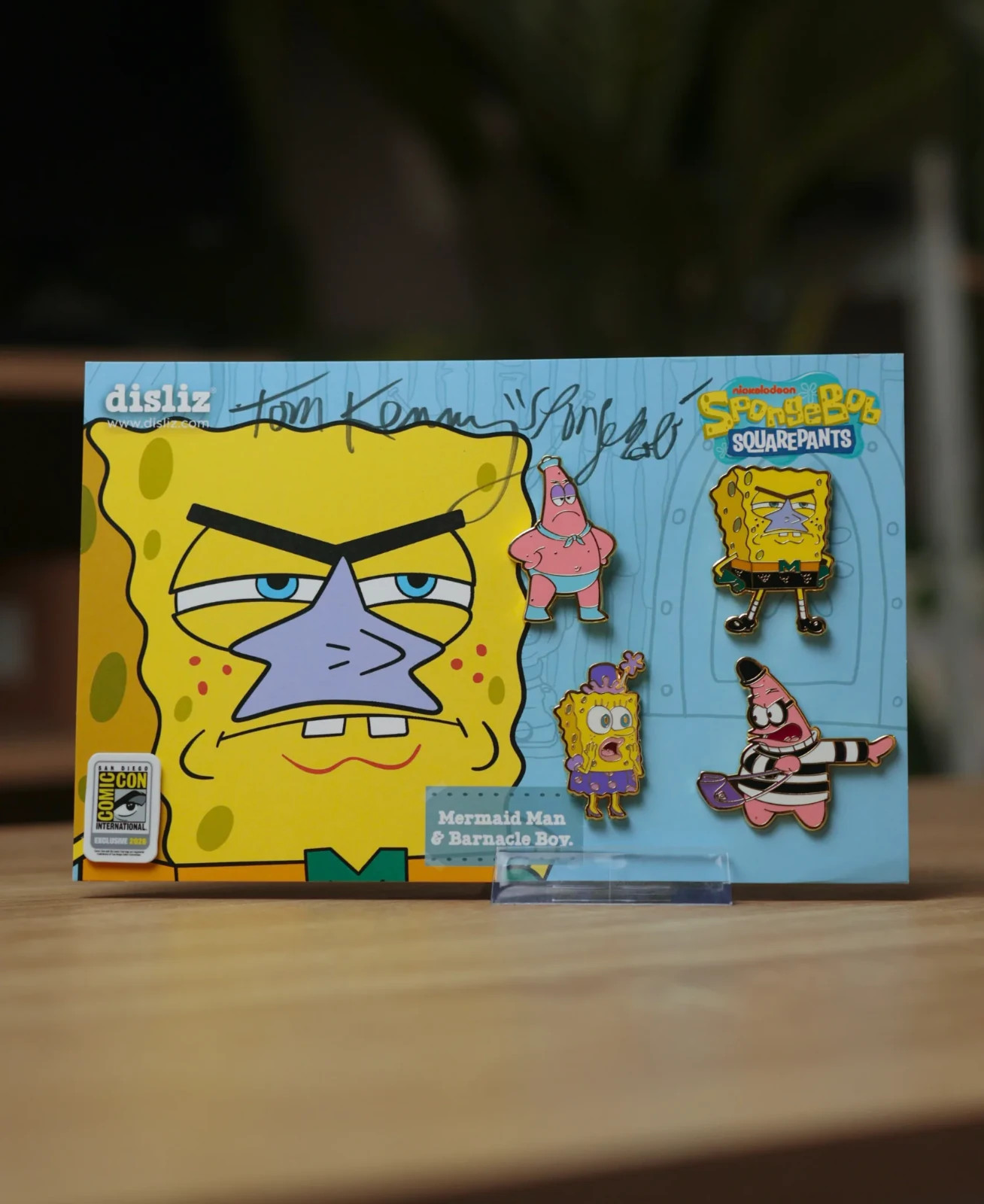 Disliz SpongeBob SDCC 2026 Pin Set Signed by Tom Kenny Certified Limited Edition