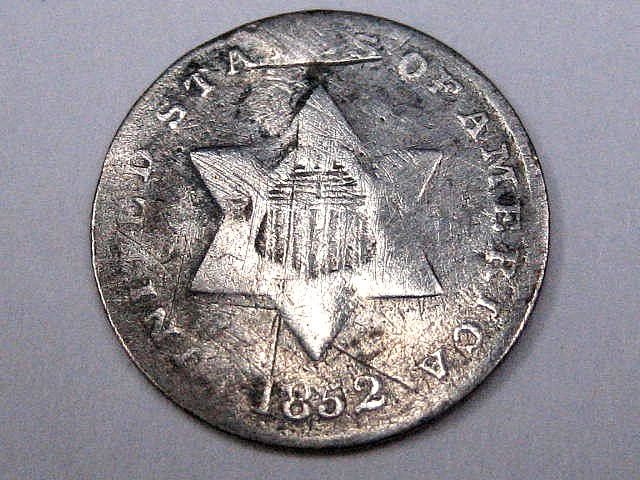 1852 US Three Cent Silver \