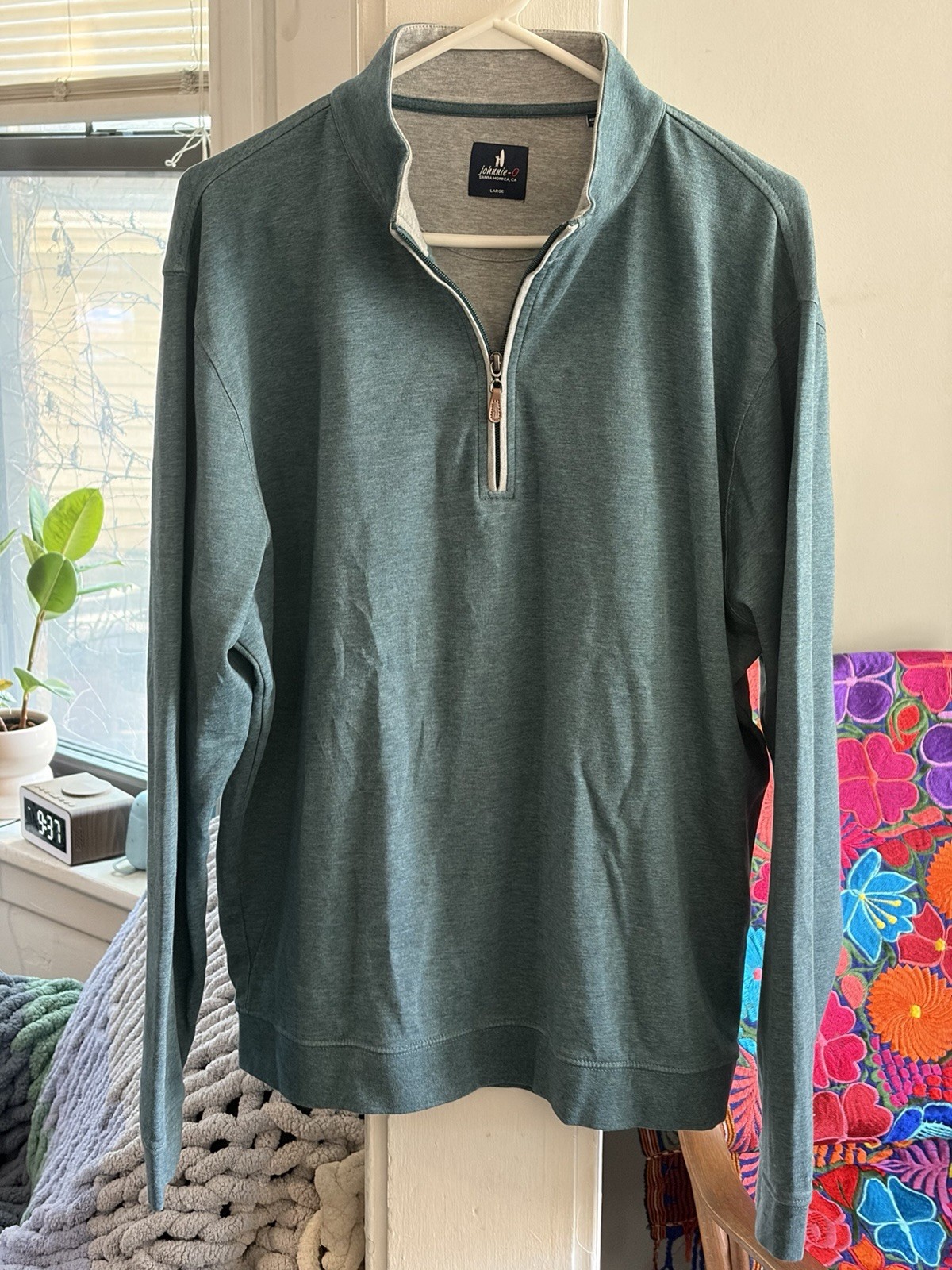 Johnnie-O Sully 1/4 Zip Pullover Mens Large Mackerel Blue Heather JMKO1460 Johnnie-O Sully 1/4 Zip Pullover Mens Large Mackerel Blue Heather JMKO1460