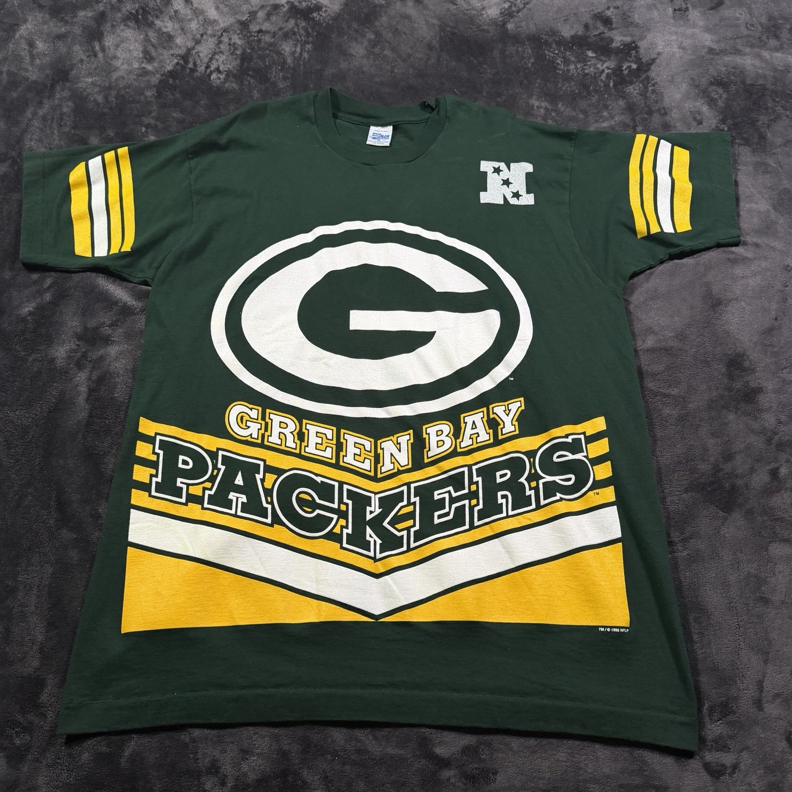 Vintage Salem Sportswear NFL Packers AOP Single Stitch Size XL