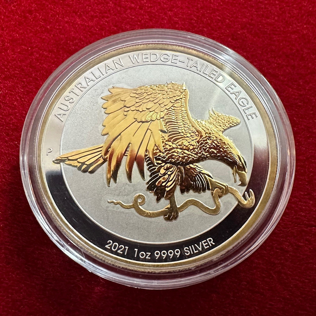 1 Troy Oz .9999 Silver 2021 Australian Wedge-Tailed Eagle Coin -24k Gilding -SFS 1 Troy Oz .9999 Silver 2021 Australian Wedge-Tailed Eagle Coin -24k Gilding -SFS