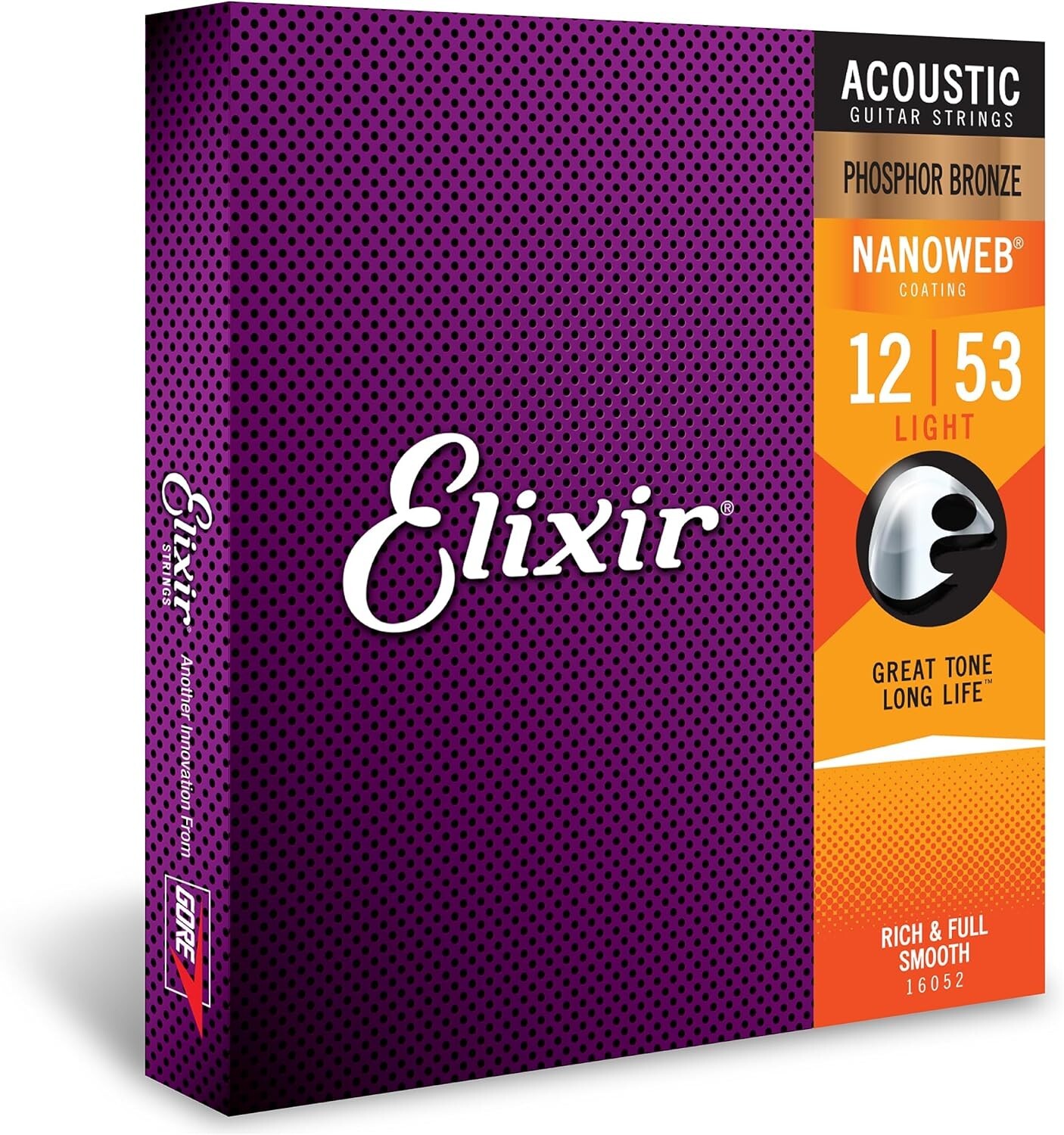 Elixir Phosphor Bronze Acoustic Guitar Strings NANOWEB Light 012-.053 USA