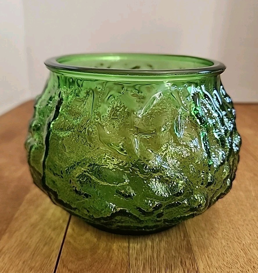 Vintage E.O. Brody Co Textured Crinkle Glass Bowl Vase Cleveland USA 6\ Vintage E.O. Brody Co Textured Crinkle Glass Bowl Vase Cleveland USA 6\