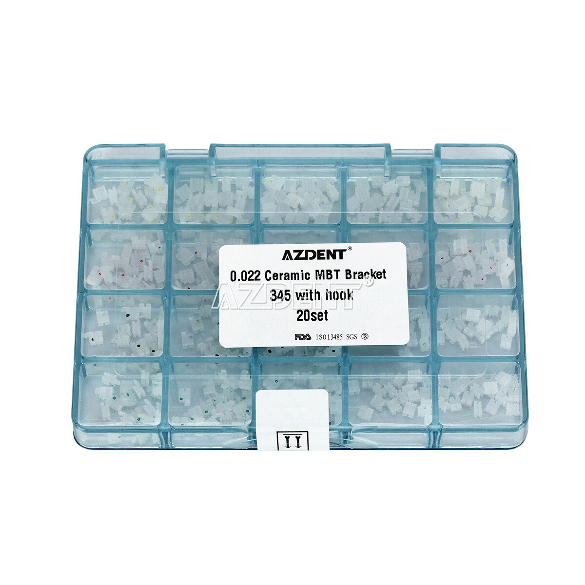 AZDENT Dental Ortho Ceramic /Metal Brackets Braces Roth MBT 0.022 Hooks 3 4 5