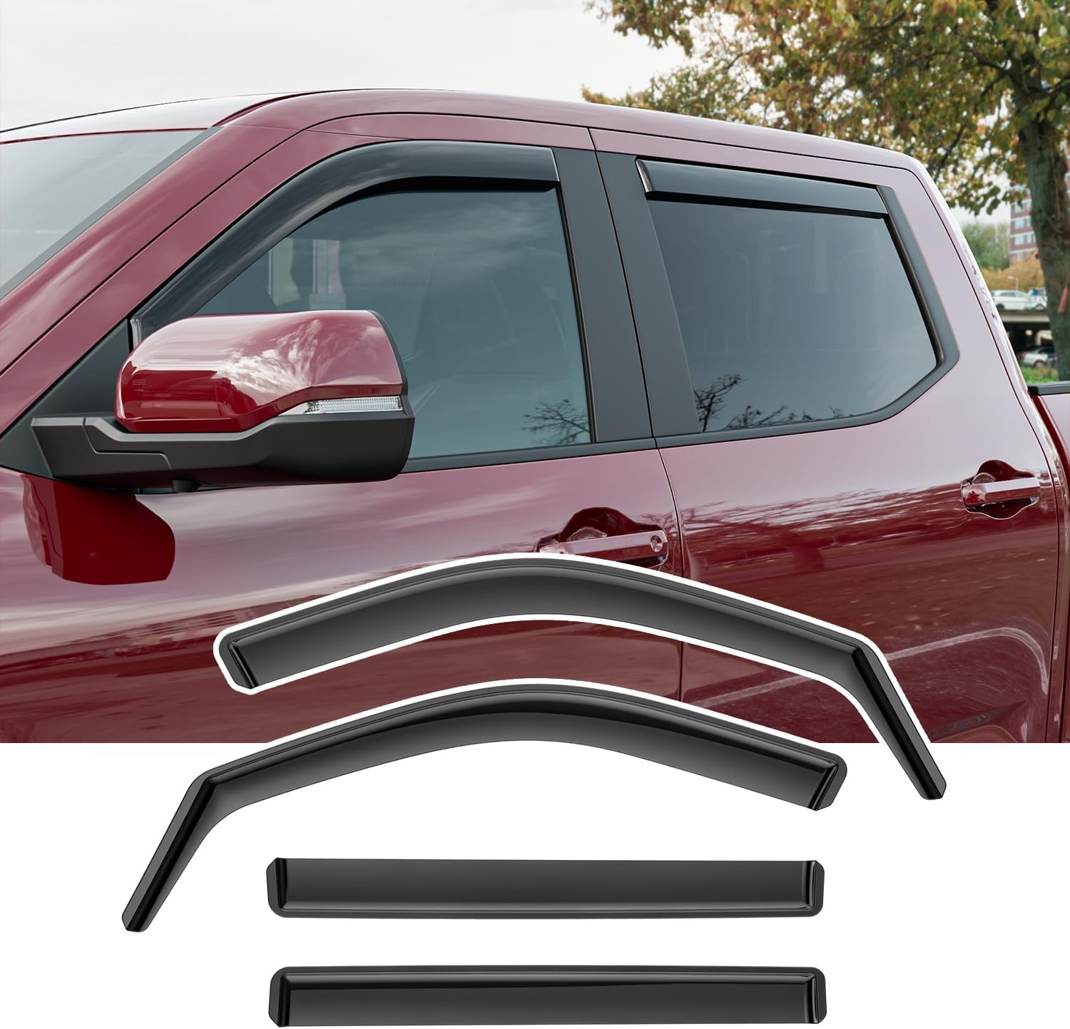 In Channel Window Sun Rain Visor Wind Guard For 2022-2026 Ford Maverick Crew Cab