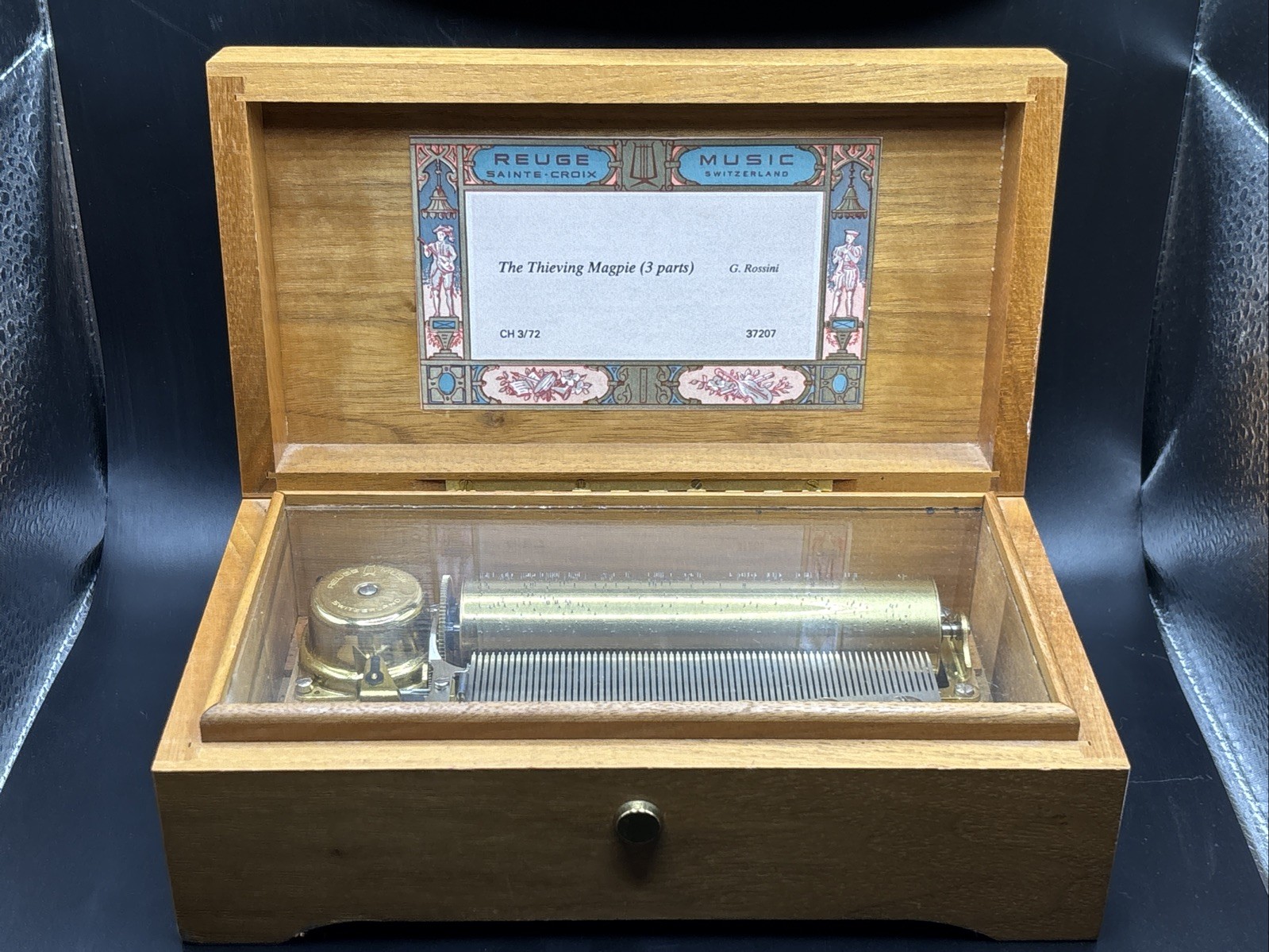 Reuge CH 3/72 Swiss Cylinder Music Box - The Thieving Magpie (3 Parts) - Works