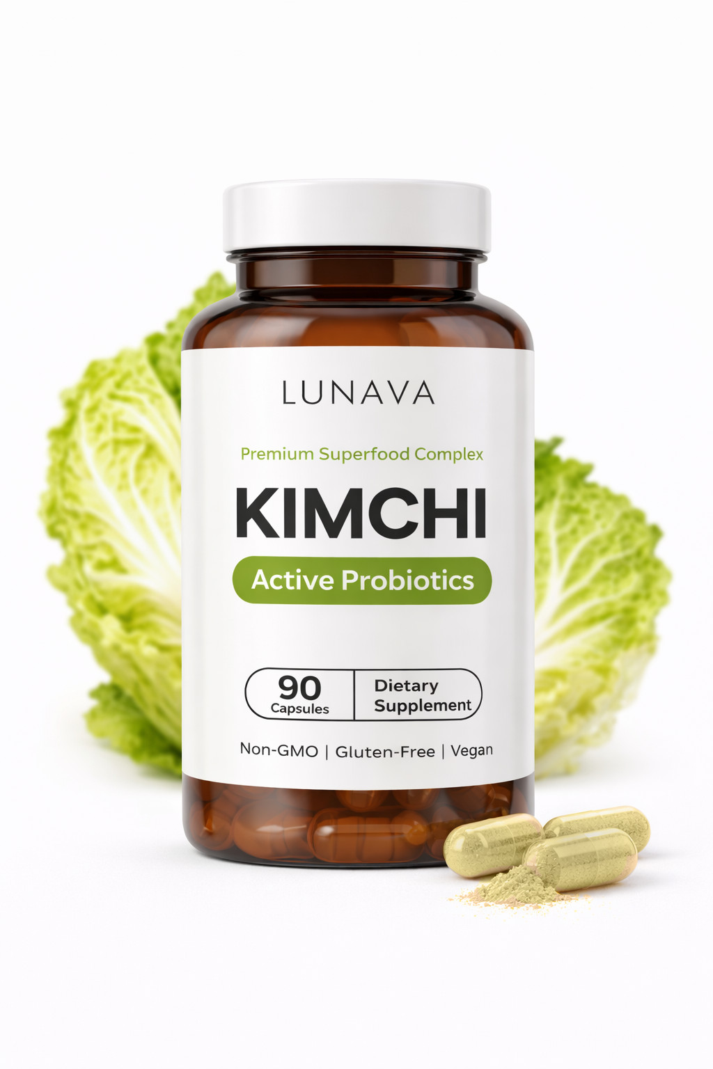 LUNAVA Kimchi Capsules with Prebiotics & Probiotics, Gut Health Supplements LUNAVA Kimchi Capsules with Prebiotics & Probiotics, Gut Health Supplements