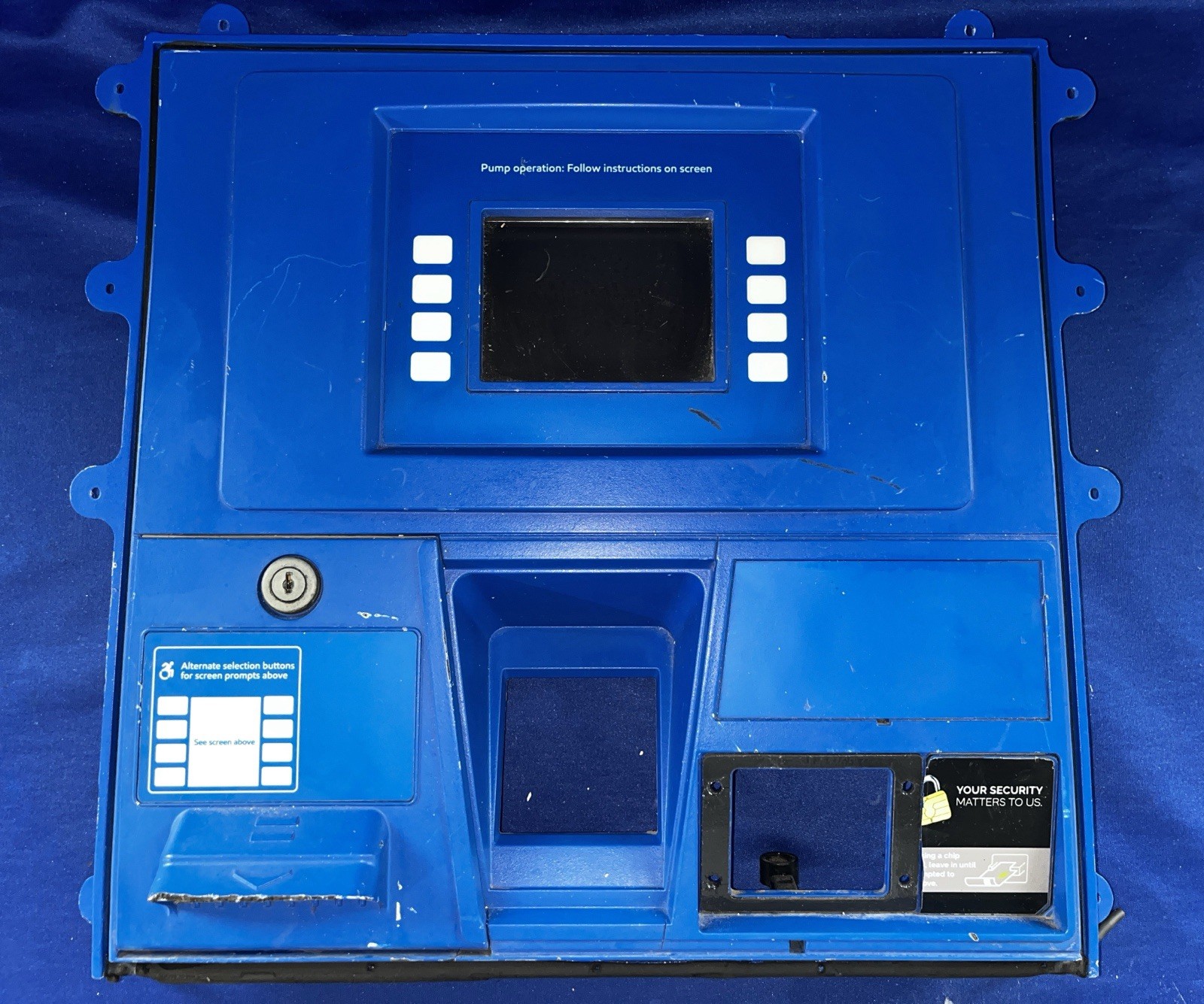 Gilbarco Gas Tank Fuel Pump Dispenser Panel w/ Board & Display - Blue - Untested