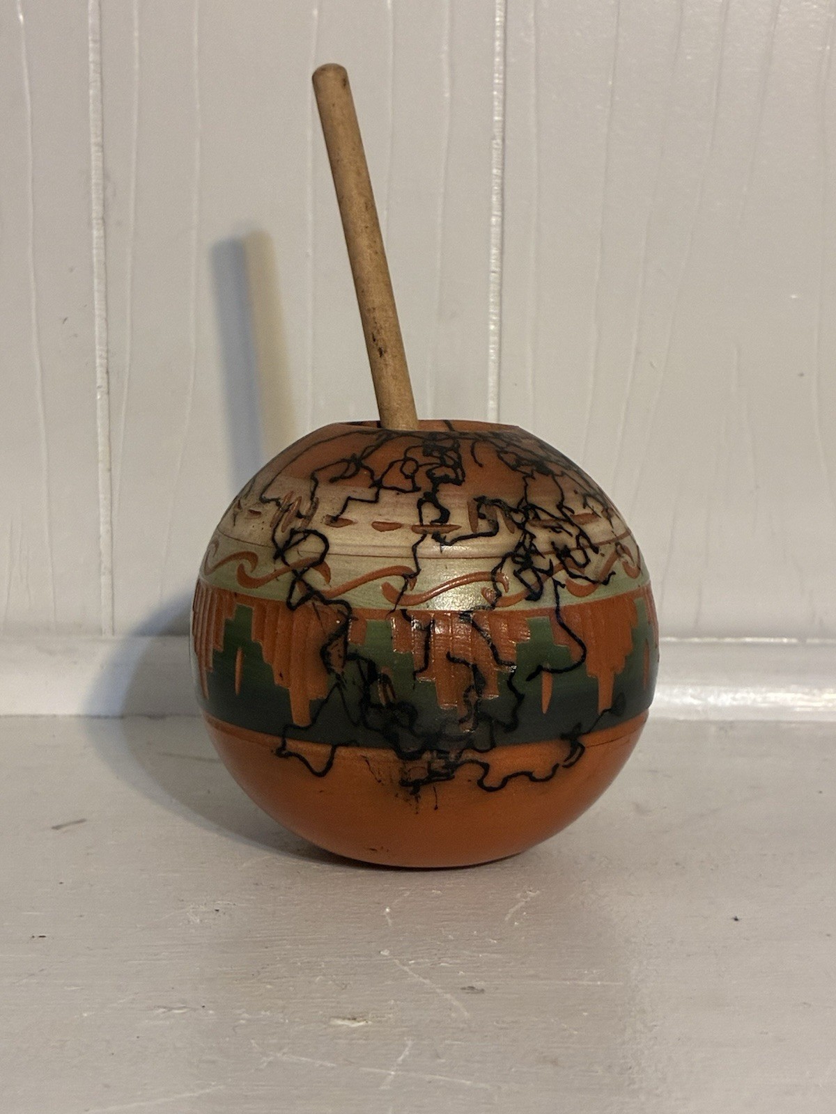 Terracotta Horsehair Pottery With Honey Dipper