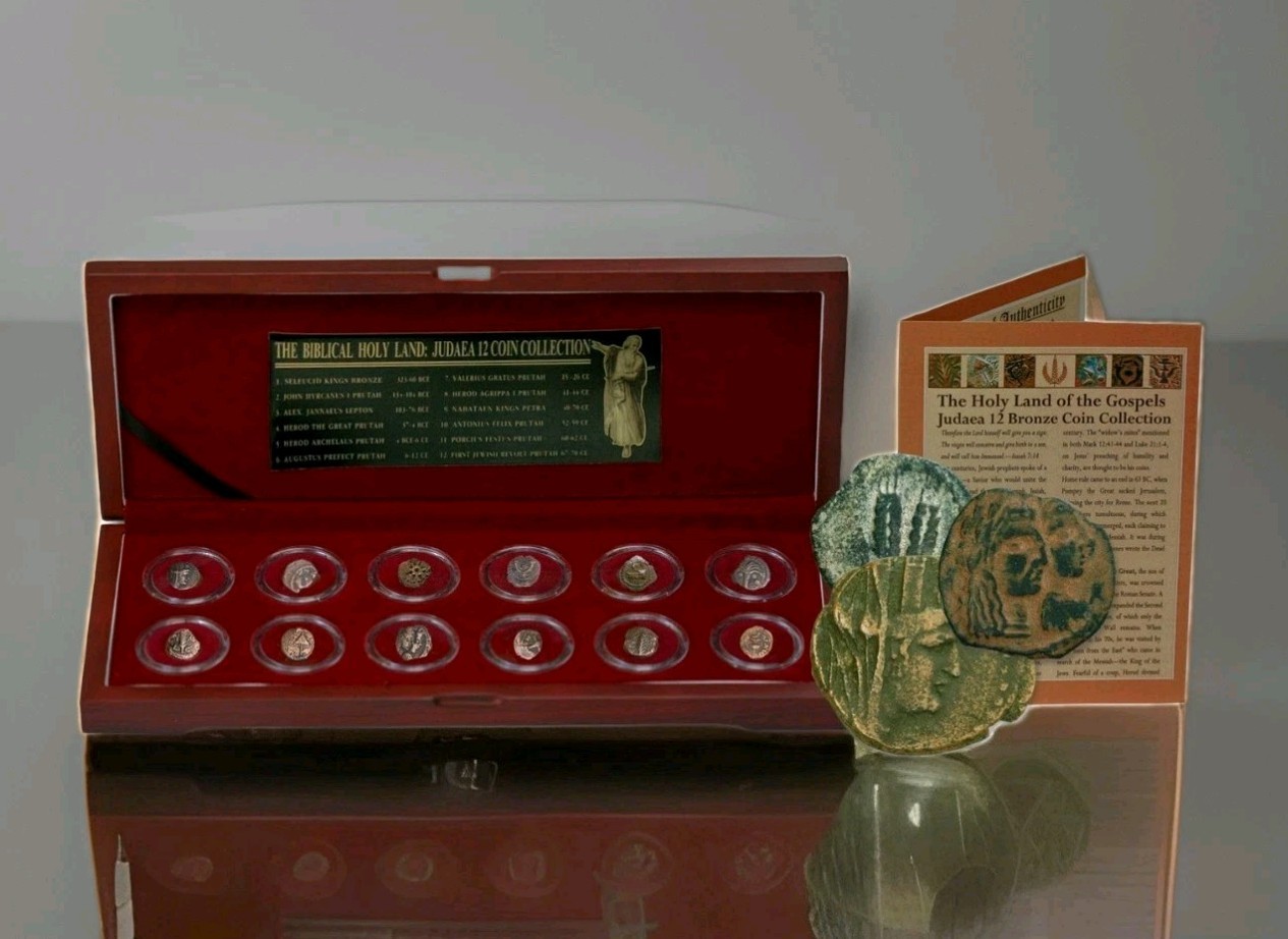 Biblical Holy Land – 12 Authentic Judaea Coins from the Time of Jesus Boxed Set