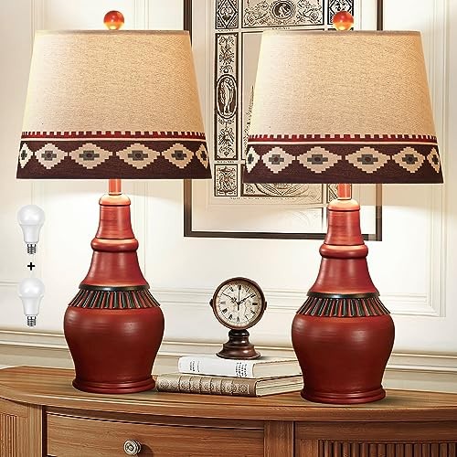 Farmhouse Bedside Western Rustic Table Lamps for Living Room, 2 Piece Set Farmhouse Bedside Western Rustic Table Lamps for Living Room, 2 Piece Set