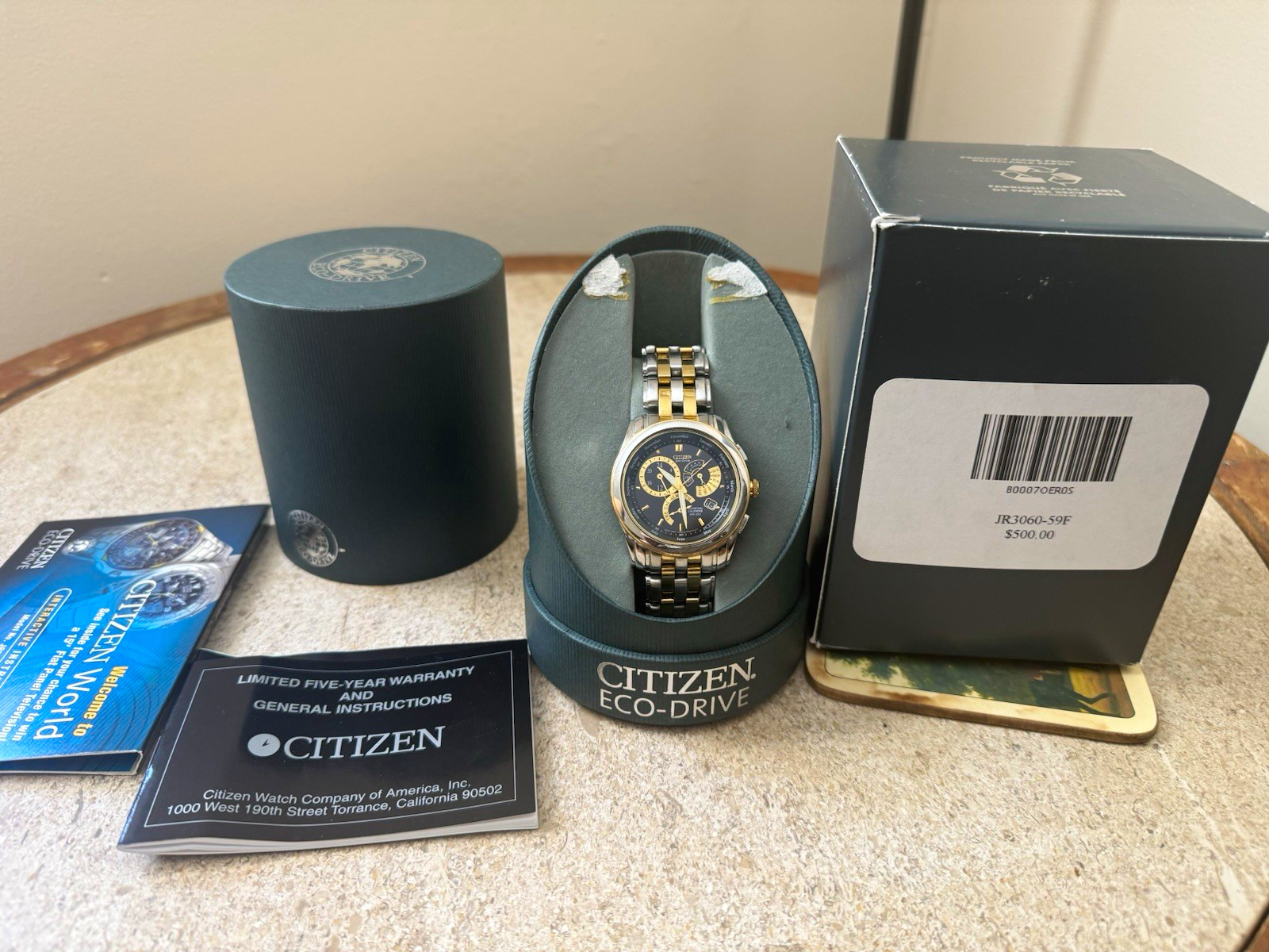 Citizen Eco-Drive Perpetual Calendar Alarm Day/Date Two-Tone Box Manual