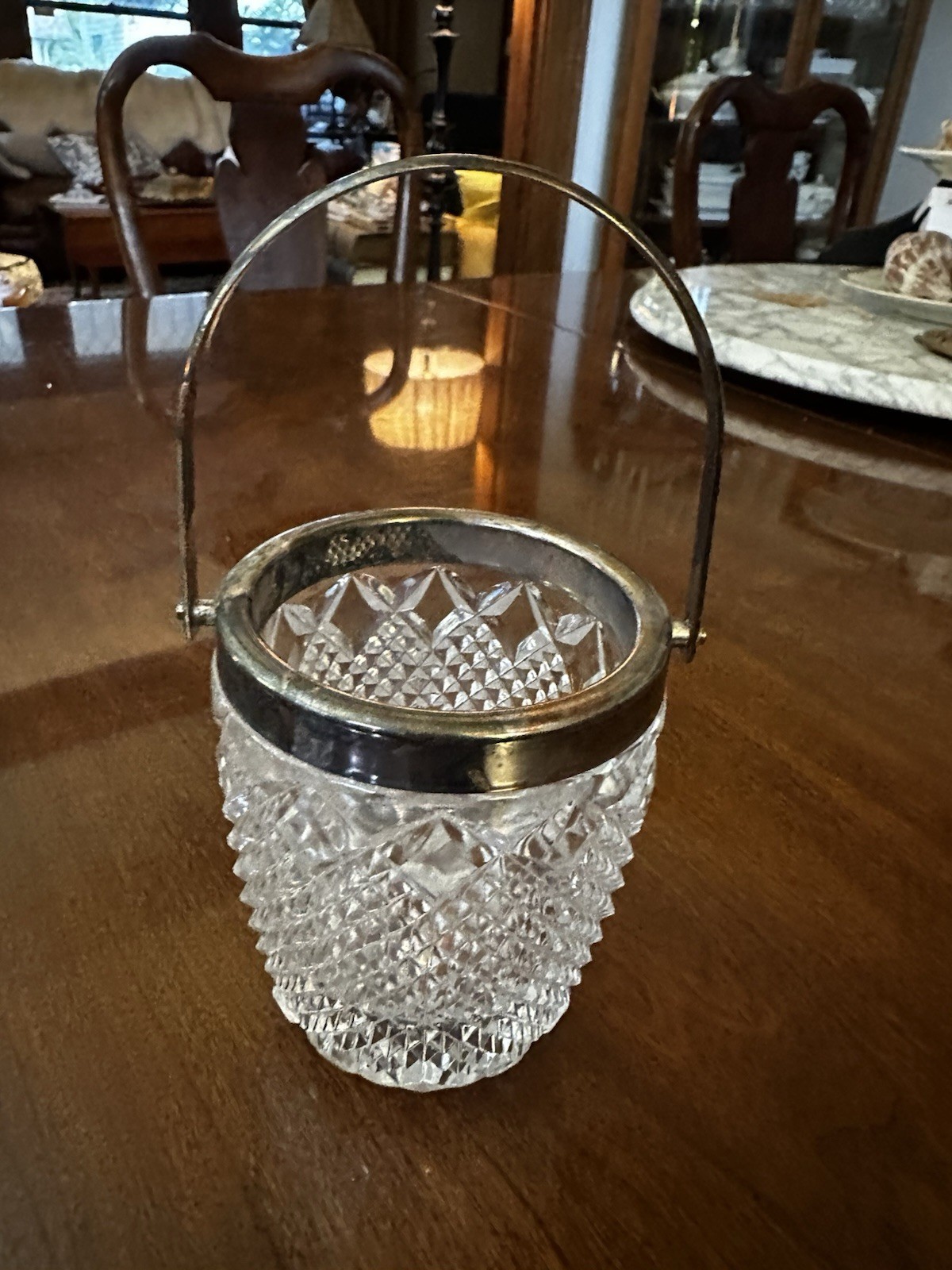 Vintage Hollywood Regency Style Cut Crystal and Silver Ice Bucket Vintage Hollywood Regency Style Cut Crystal and Silver Ice Bucket