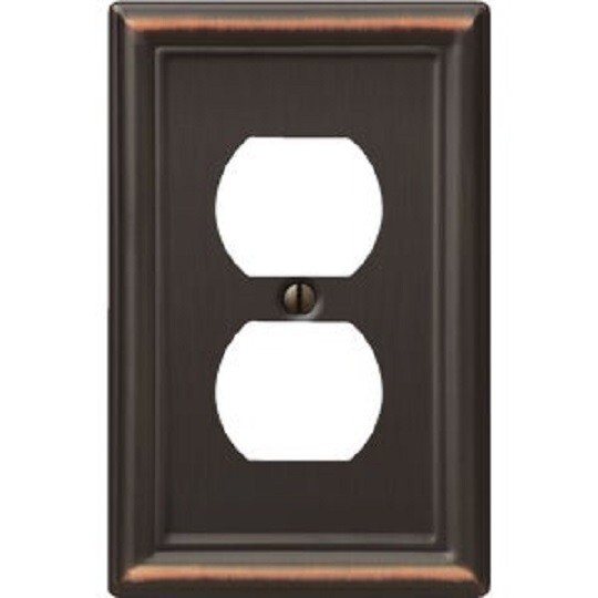 (24)-Amerelle Chelsea 1-Gang Stamped Steel Outlet Wall Plate, Aged Bronze 149DDB (24)-Amerelle Chelsea 1-Gang Stamped Steel Outlet Wall Plate, Aged Bronze 149DDB