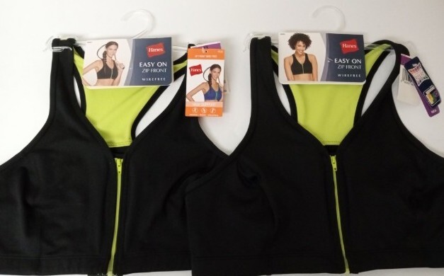 2 Pack Black & Neon Hanes HC32 Easy On Zip Front Wireless XX-Large High Support