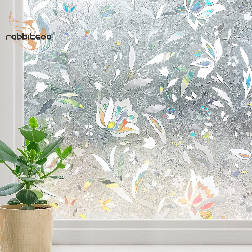 rabbitgoo Decorative Window Film Stained Glass Flower Static Cling Window Tint rabbitgoo Decorative Window Film Stained Glass Flower Static Cling Window Tint