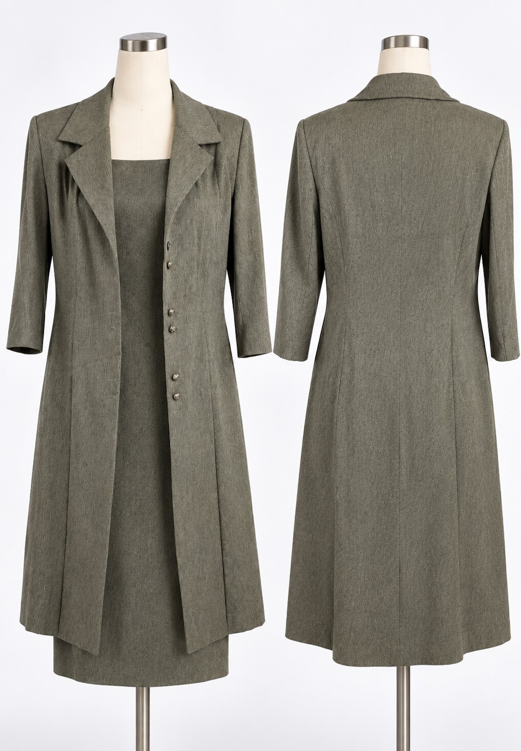 Vintage Betsy\'s Things Women\'s Gray 2-Piece Dress and Jacket