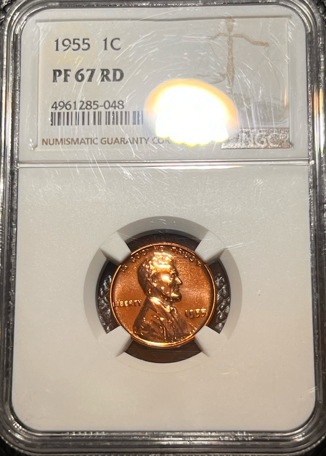1955-P NGC PF 67 RD LINCOLN 1C