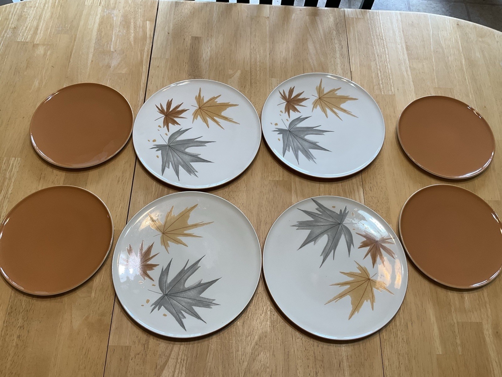 Vintage Iroquois Ben Seibel Design HARVEST TIME 4 Dinner 4 Salad Plates Leaves Vintage Iroquois Ben Seibel Design HARVEST TIME 4 Dinner 4 Salad Plates Leaves