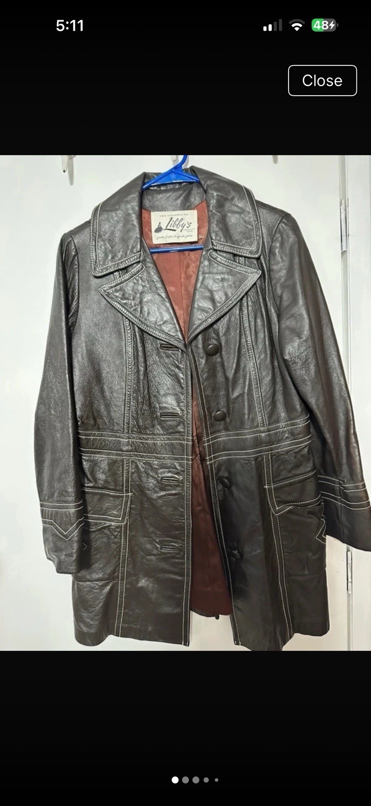 vintage 1970s Libby\'s leather car coat With Made In USA Union Label vintage 1970s Libby\'s leather car coat With Made In USA Union Label
