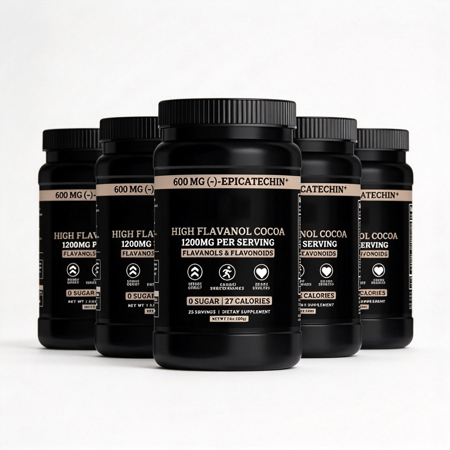 5-PACK Black Forest High Flavanol Cocoa Powder And Flavonoids Supplements 1200mg