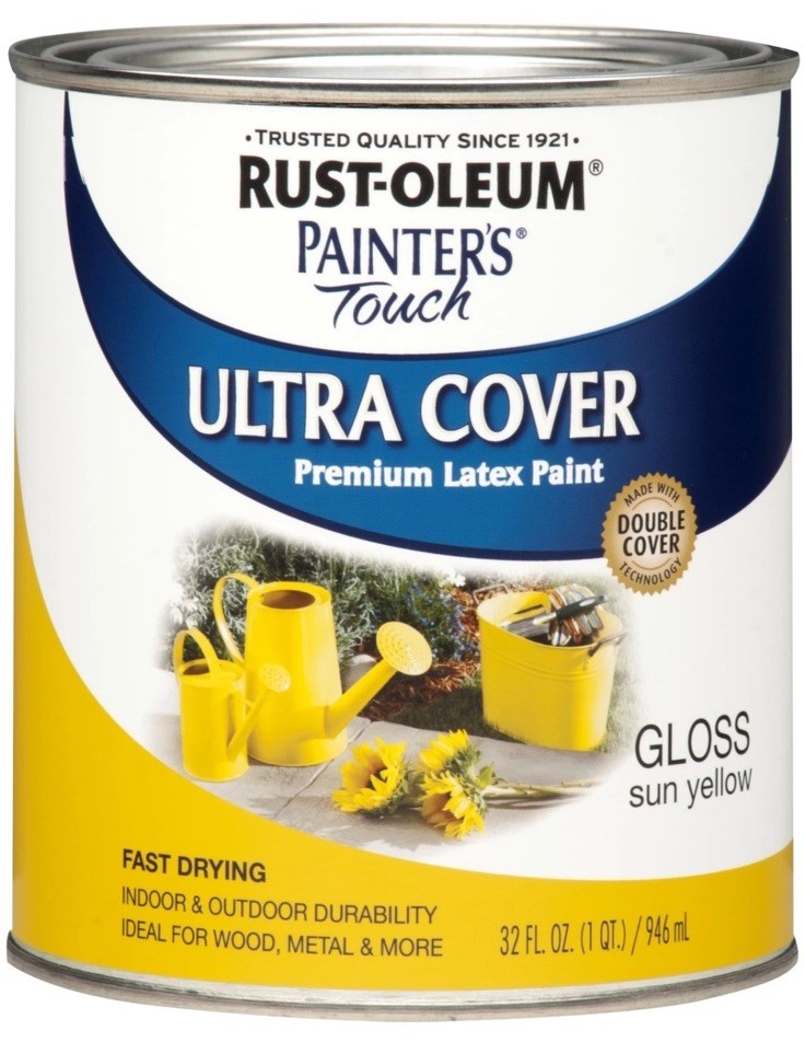 Rust Oleum Painter's Touch Gloss Sun Yellow Paint 1 Quart Multi Surface Use