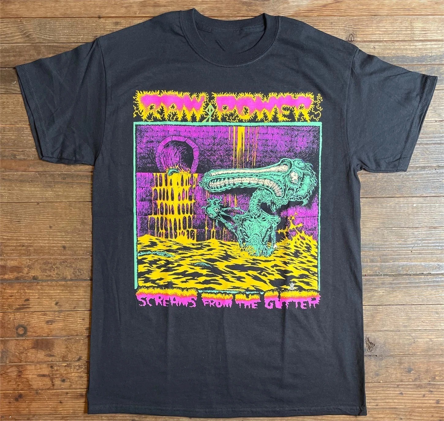 VTG RAW POWER Screams From the Gutter Heavy Cotton Black S-5XL T Shirt  CM177