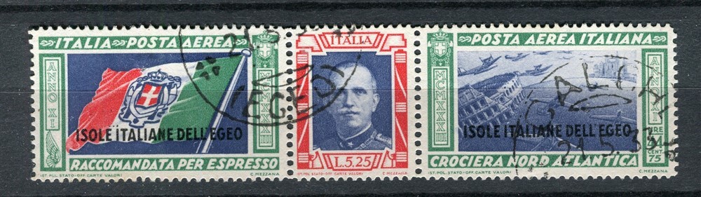 ITALY; 1933 Colonies Isole Dell Egeo BALBO Rome-Chicago Flight fine used Strip