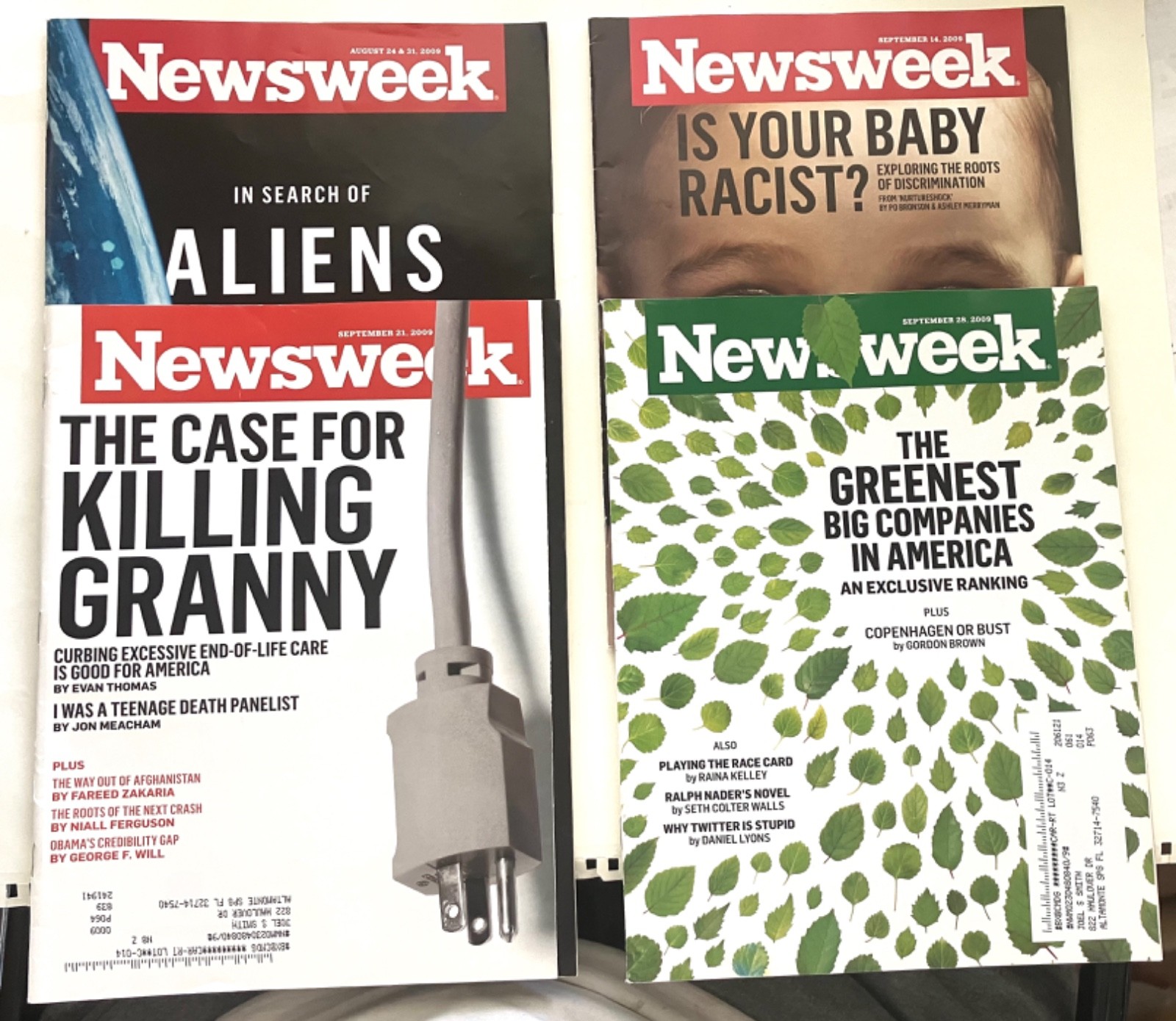 7 copies Newsweek Magazine  2009 Aug Sept Oct   PreOwn MINT Cond   FAST Handling