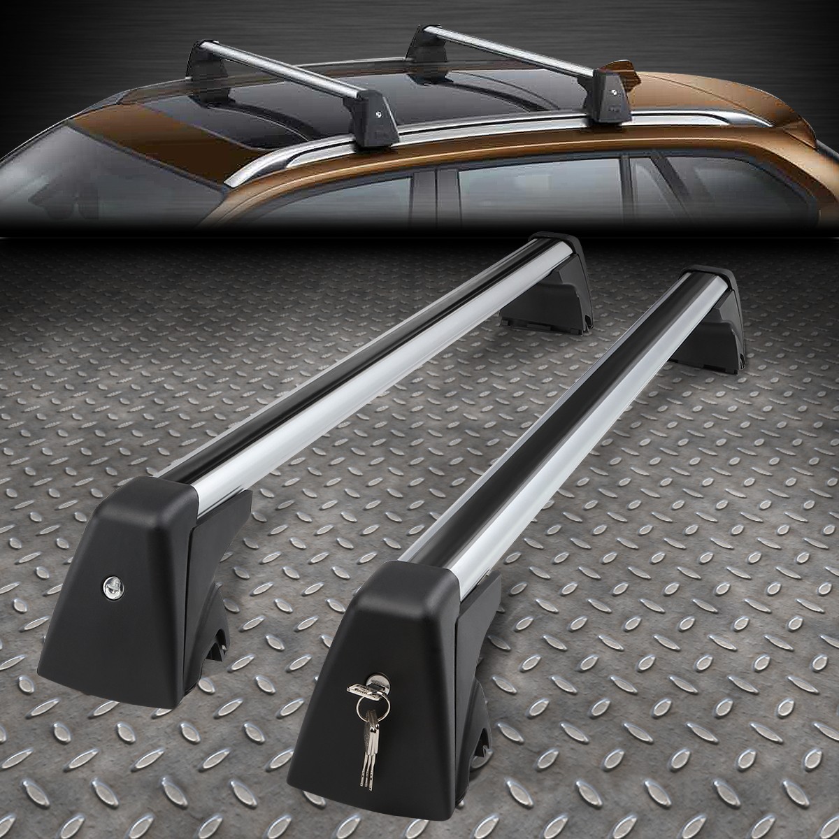 FOR 09-15 BMW X1 PAIR OE ALUMINUM BOLT-ON ROOF RACK RAIL CROSS BAR W/LOCK+KEY FOR 09-15 BMW X1 PAIR OE ALUMINUM BOLT-ON ROOF RACK RAIL CROSS BAR W/LOCK+KEY