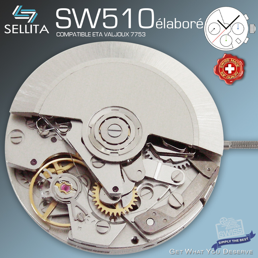 MOVEMENT SELLITA SW510, AUTOMATIC TRICOMPAX CHRONOGRAPH - compatible ETA 7753