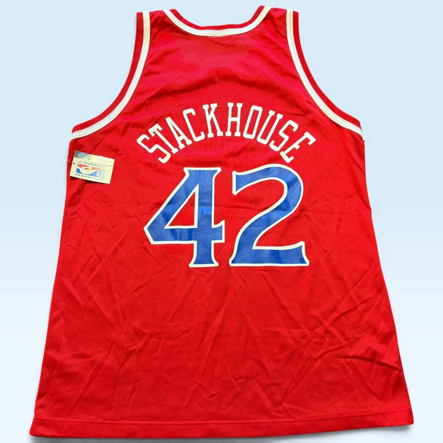 Vintage Philadelphia 76ers Jersey Mens 48 NBA Basketball Stackhouse Champion 90s