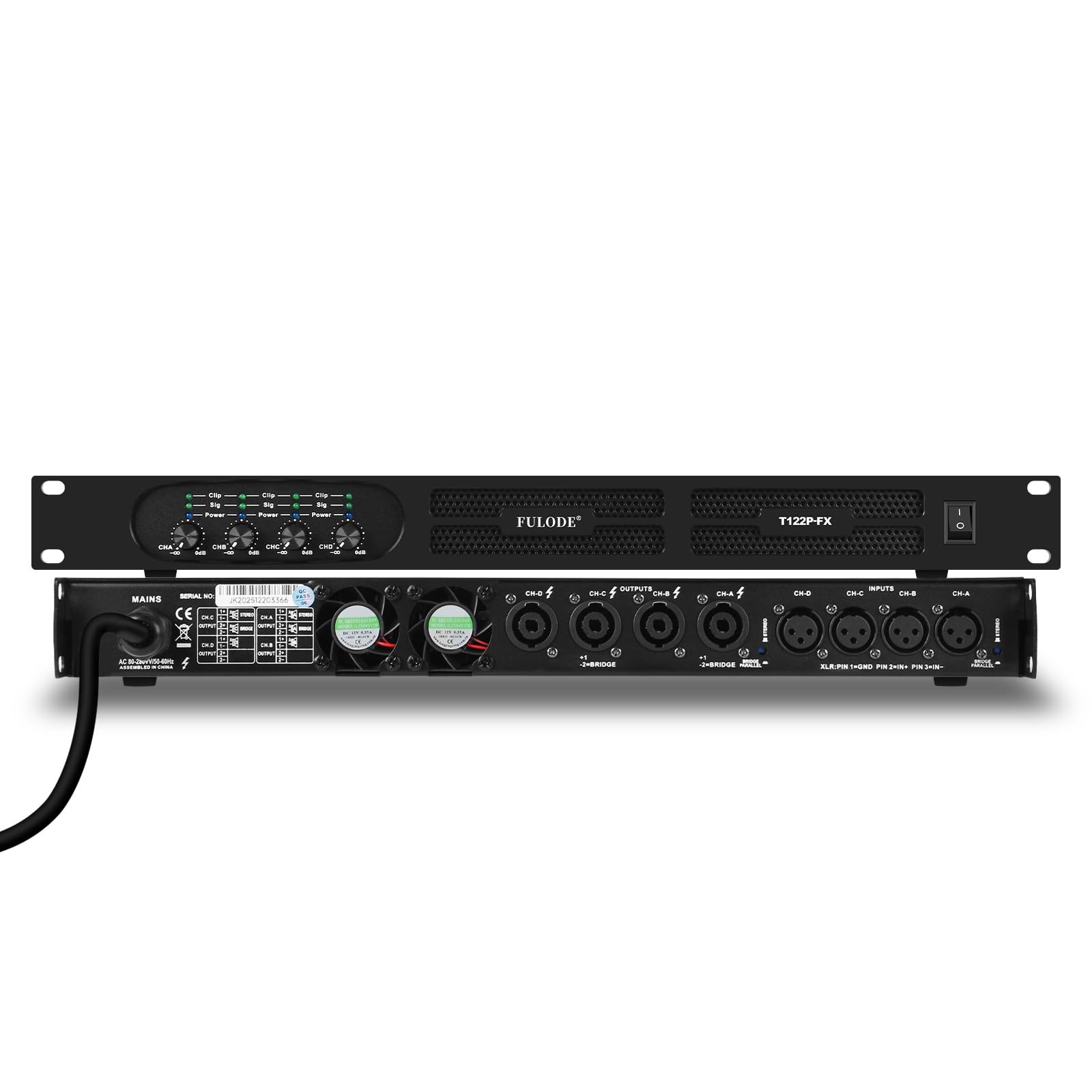 FULODE Professional 4-Channel Power Amplifier, 1U 4 x 1500W at 4-Ohm Audio... FULODE Professional 4-Channel Power Amplifier, 1U 4 x 1500W at 4-Ohm Audio...