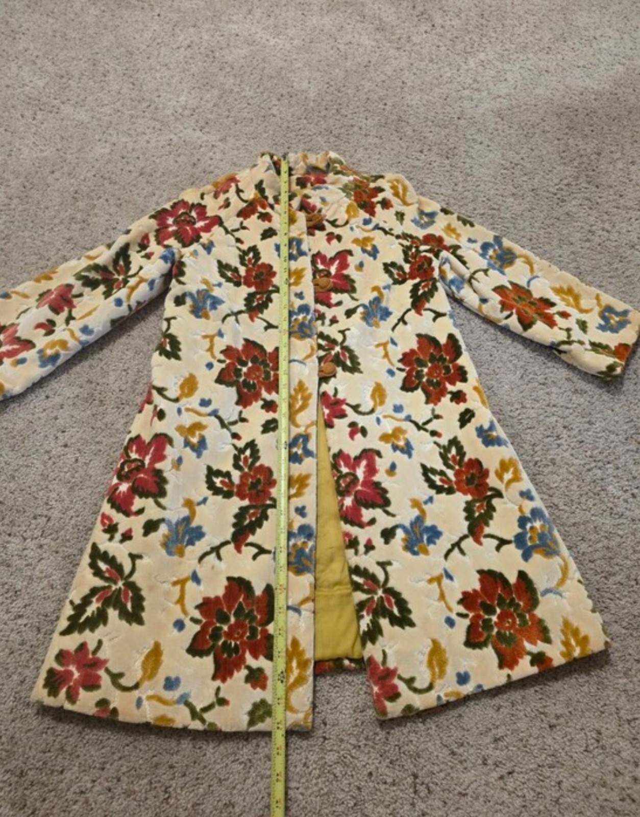Vintage 1940s Hand Sewn Floral Velvet Coat – Size Small