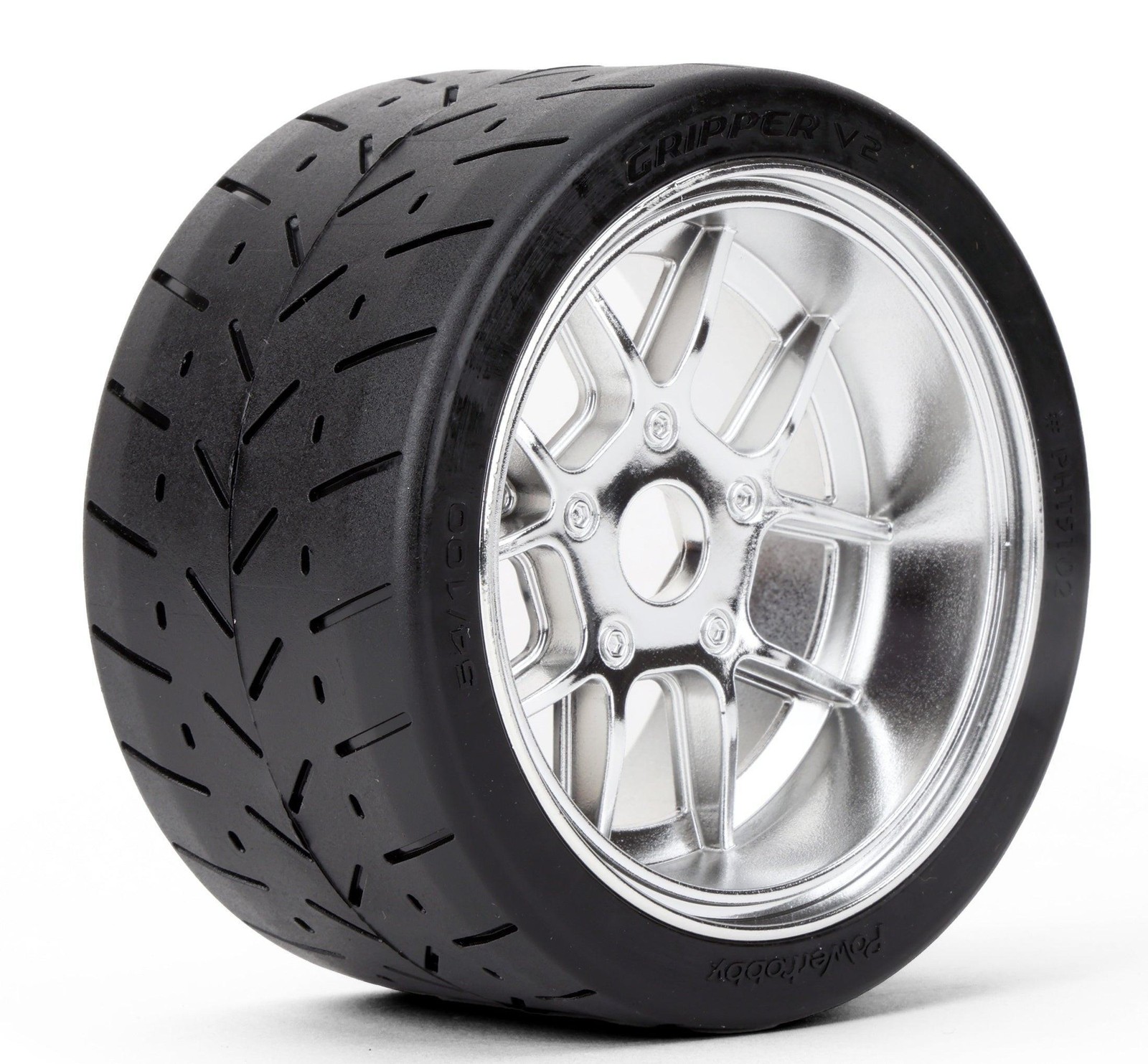 Powerhobby 1/8 Gripper 54/100 Belted Mounted Tires 17mm Chrome Wheels V2 (2)