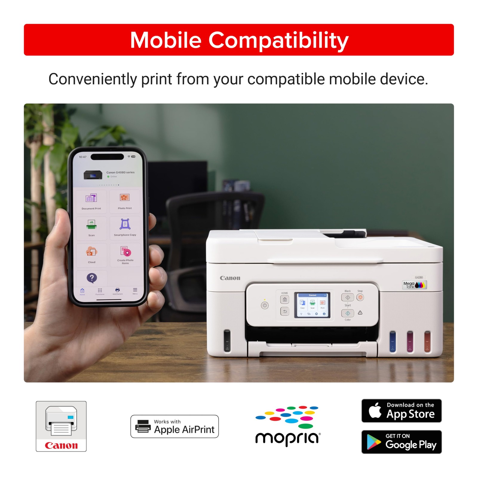 Canon PIXMA G4280 MegaTank All-in-One Printer - Wireless - Color - 4800 x 1200