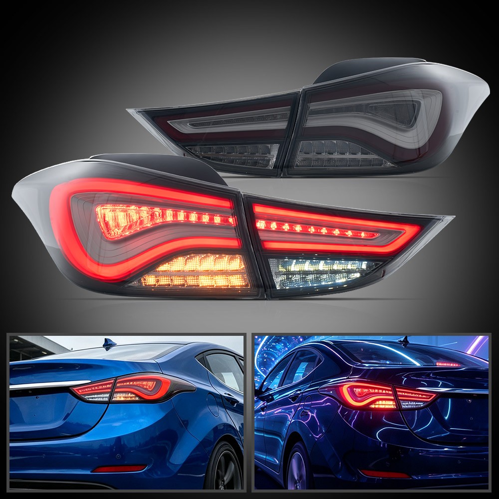For 2011-2016 Hyundai Elantra Smoked Red LED Tail Lights w/Sequential Assembly For 2011-2016 Hyundai Elantra Smoked Red LED Tail Lights w/Sequential Assembly