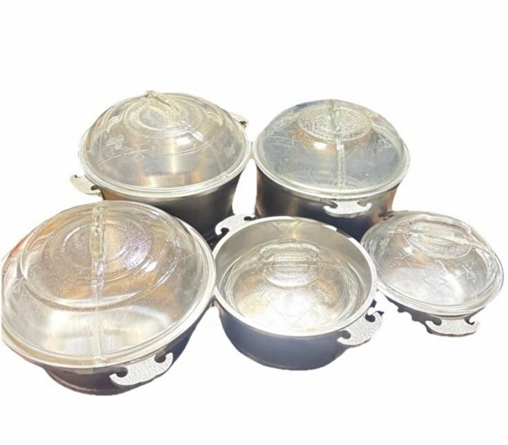 Vintage Lot of 5 Guardian Service Ware Aluminum Pots Lids For All Five Vintage Lot of 5 Guardian Service Ware Aluminum Pots Lids For All Five