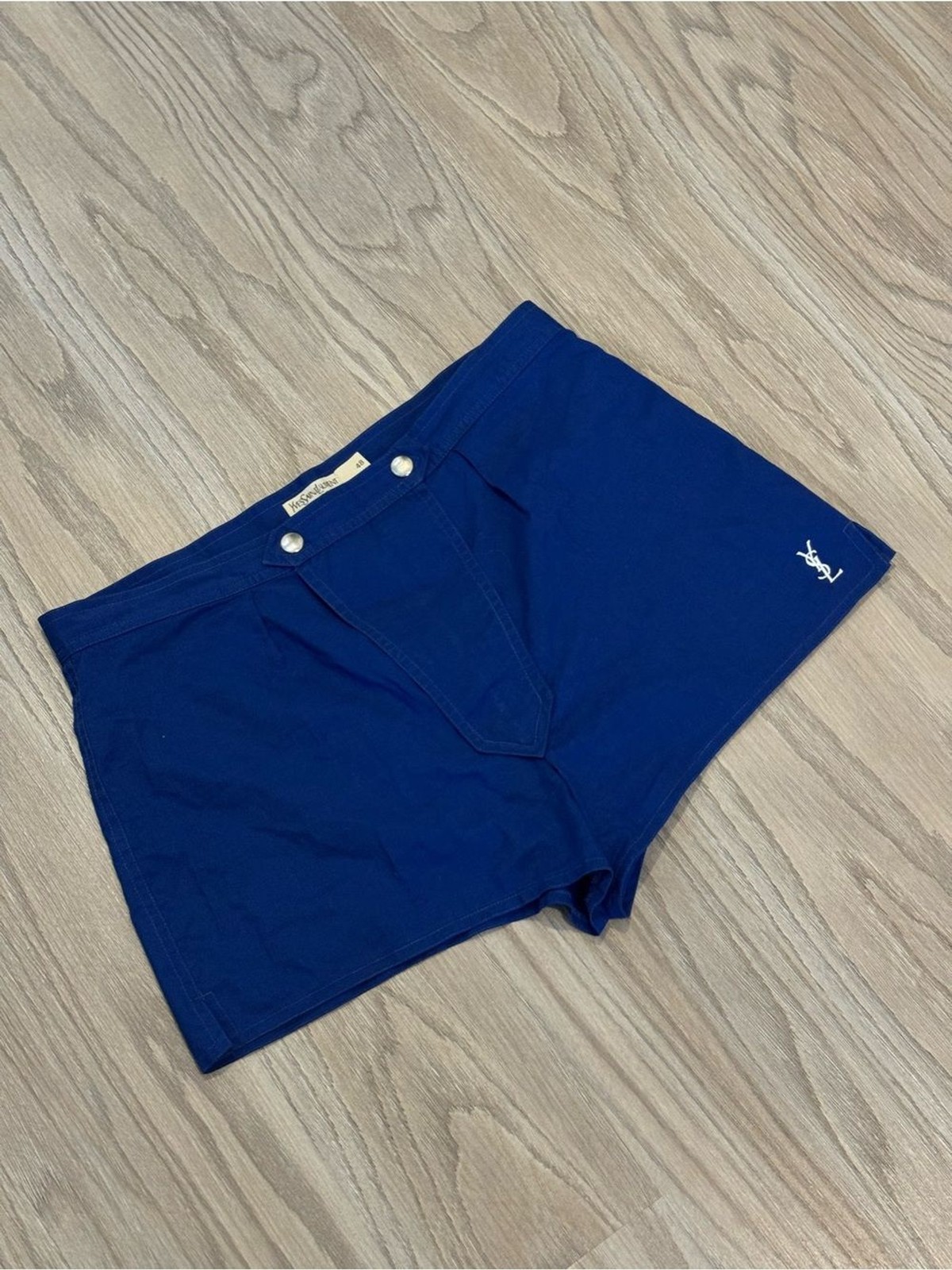 Vintage Yves Saint Laurent YSL Maillots de Bain Women’s Swim Shorts Blue Small
