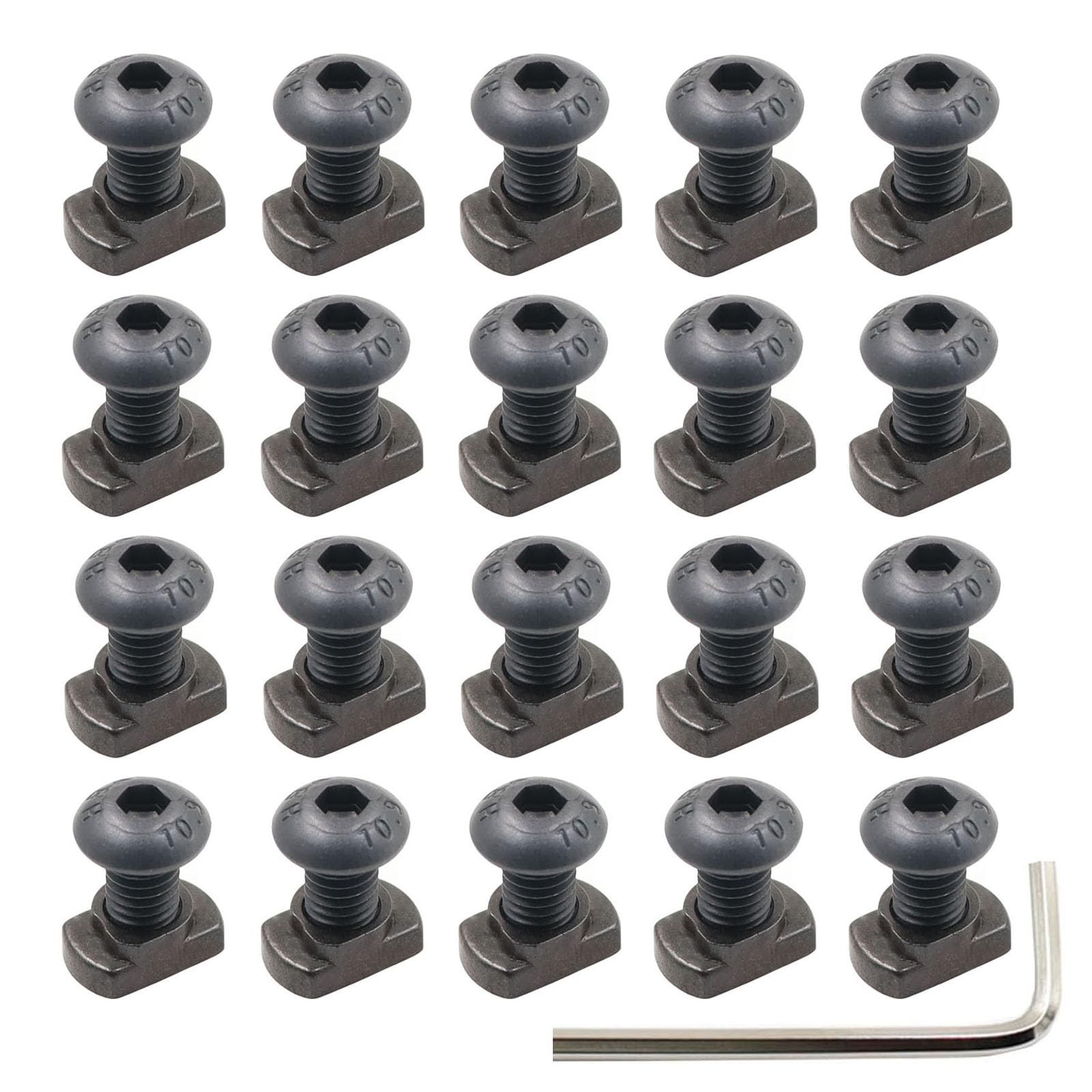 24 Sets M5 Mlok T-Nuts & Screws Replacement Sets Steel, for Mlok System Accessor