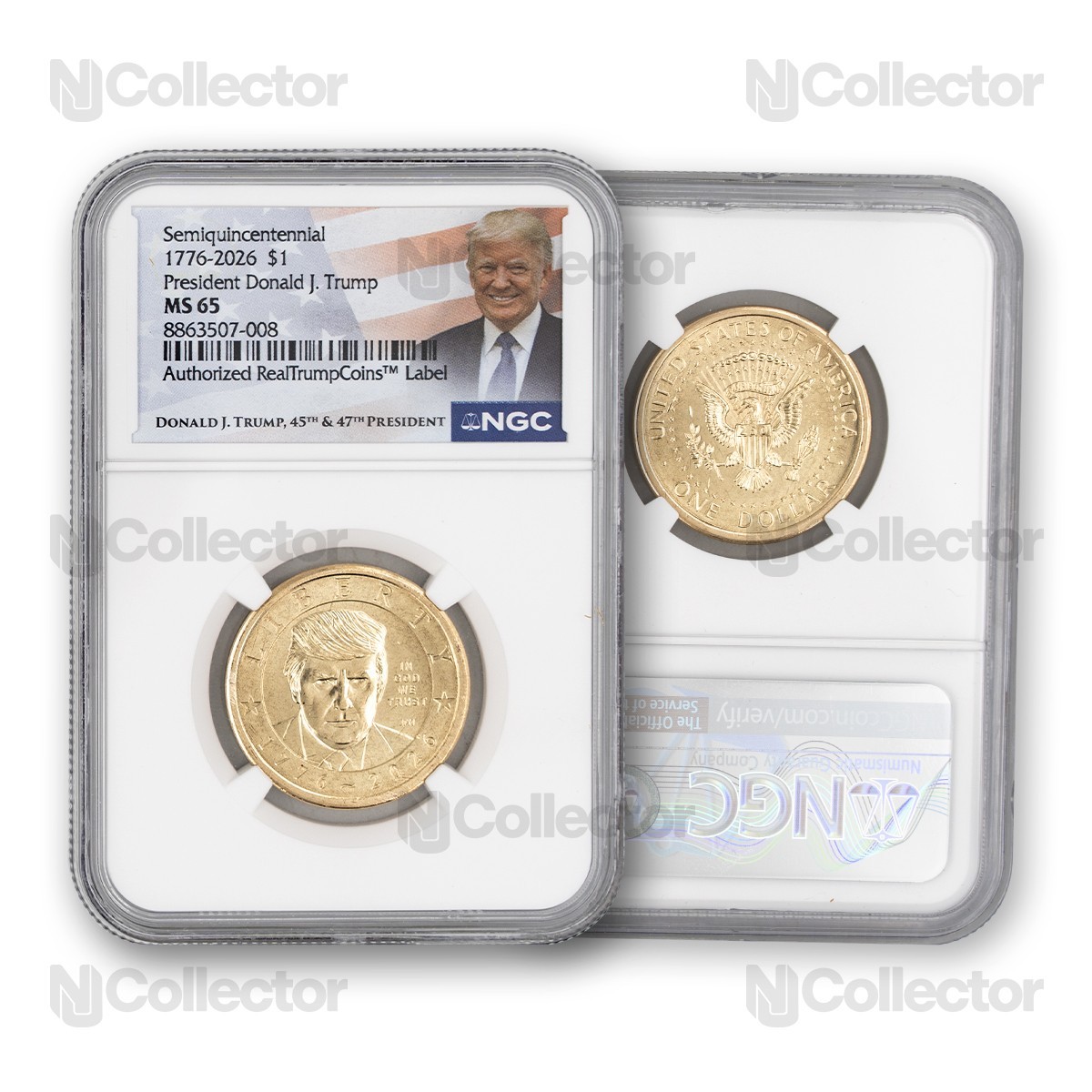 2026 President Donald Trump Golden Dollar NGC MS65 - Trump Label 2026 President Donald Trump Golden Dollar NGC MS65 - Trump Label