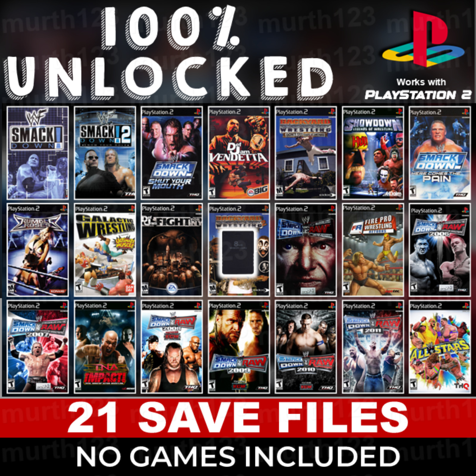 SmackDown Here Comes The Pain HCTP PS2 MEMORY CARD SAVES WWE WWF Wrestling