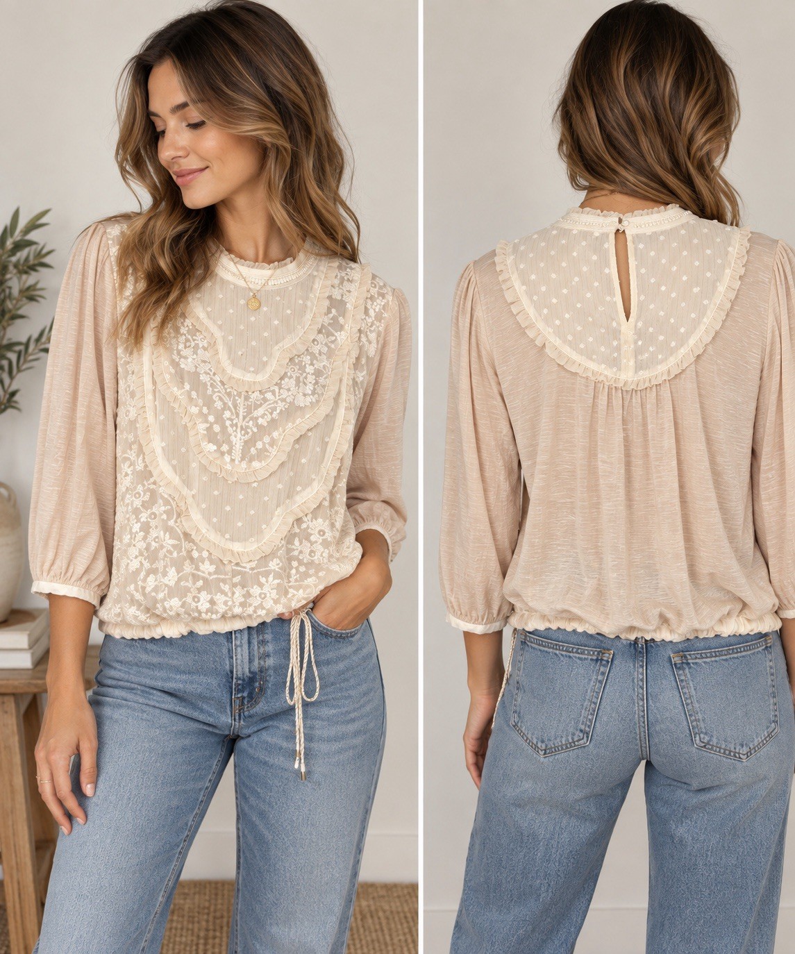 ANTHROPOLOGIE TINY Embroidered Blouse Romantic Victorian Size L Ivory NWT $118